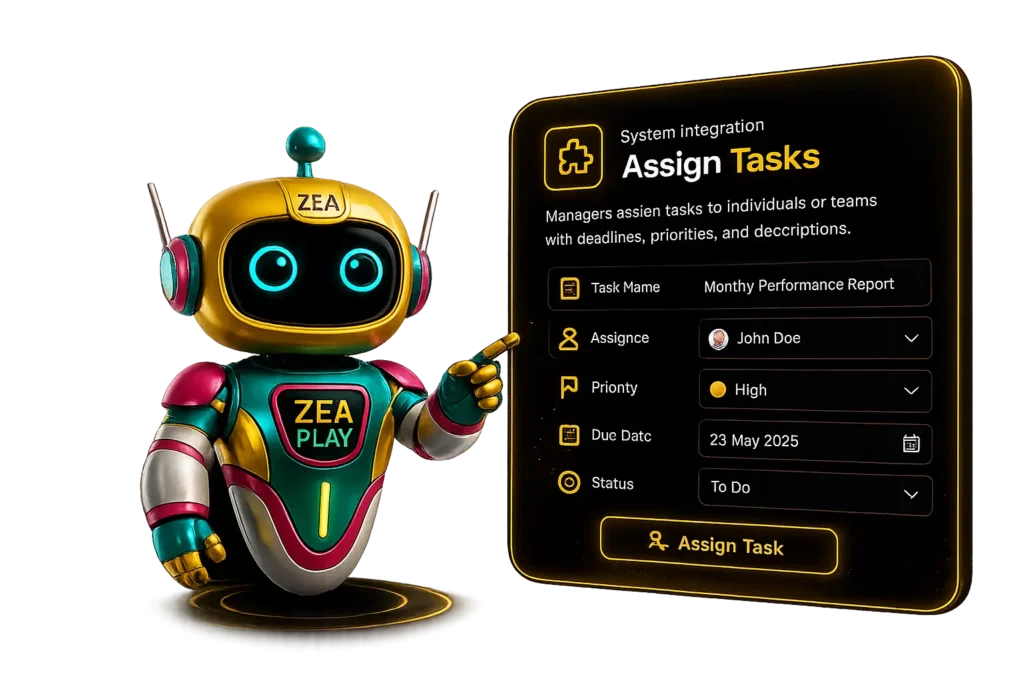 Teal Robot Assigns Tasks Panel