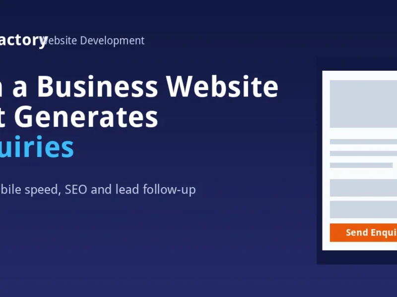 Planning a business website that generates enquiries, shown as a mobile page with a short enquiry form